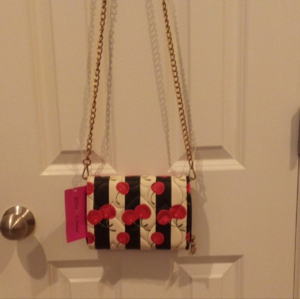 Betsey Johnson Red and Black Crossbody Bag with Chain Strap